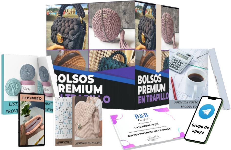 Mockup del curso Bolsos Premium en Trapillo